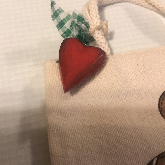 Vintage set if 3 ginger bread cookie Christmas tree ornaments & one canvas bag - Picture 12 of 16